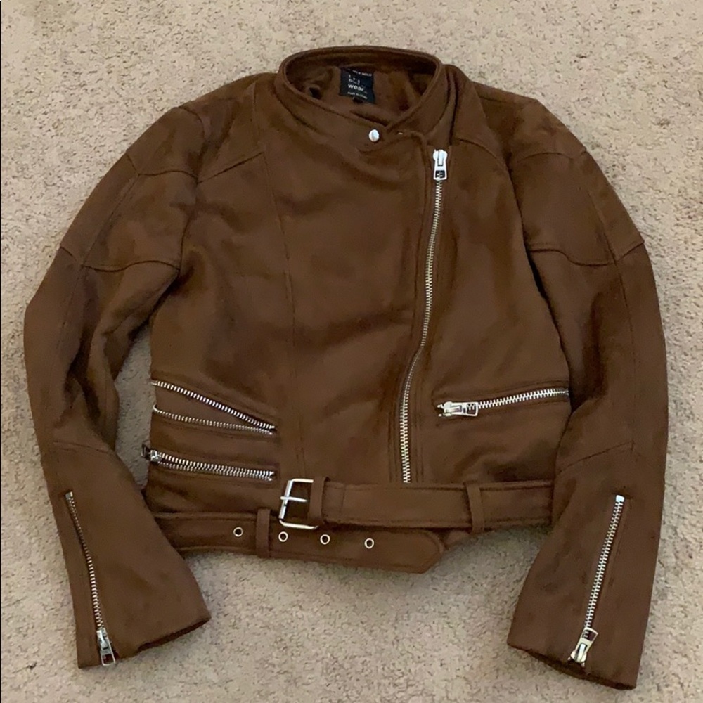 Zara trf_outerwear_ Faux Suede Moto Jacket